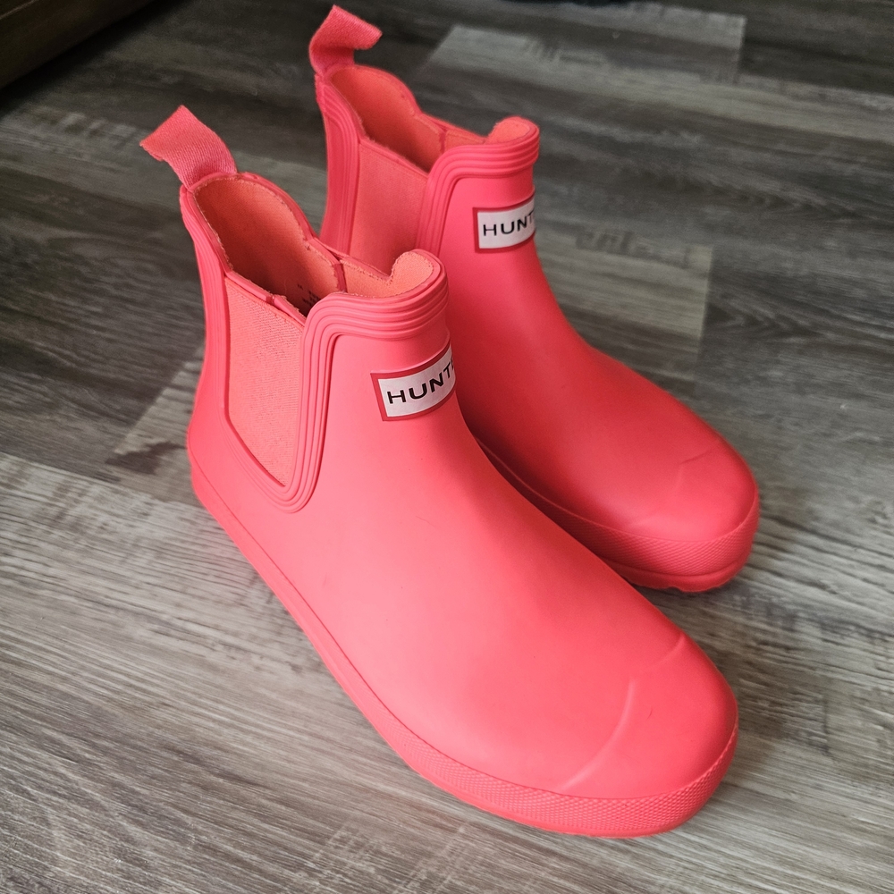Hunter Womens Original Chelsea Rain Boots Coral Pink Size US 6 Waterproof - Picture 3 of 16